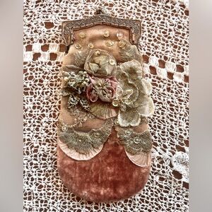 French Antique Handmade Velvet Pouch (early 1900’s)